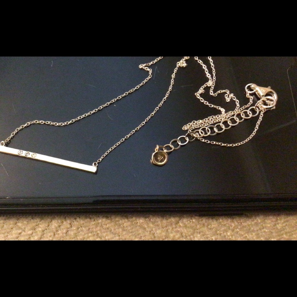 Silpada sterling .925 bar necklace. Cz